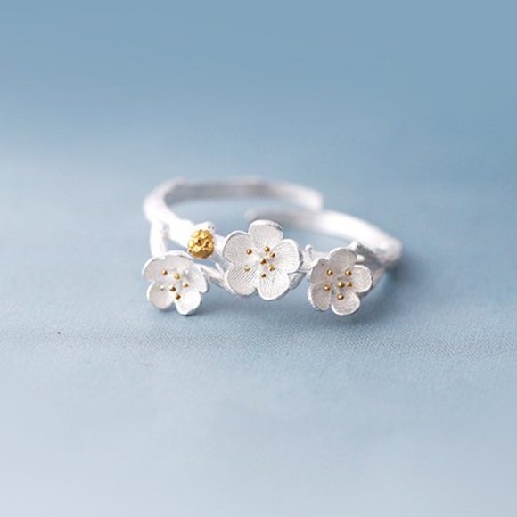 NEW 925 Sterling Silver Flower Adjustable Ring - Picture 4 of 8